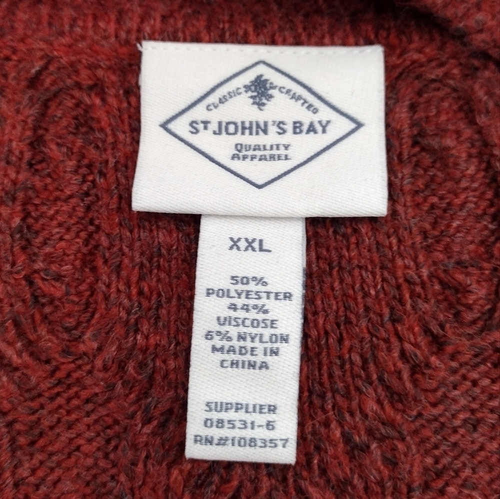 NWT St. John's Bay Rustic Brick Cable Knit Pullover Long Sleeve V-Neck Sweater - Picture 11 of 15